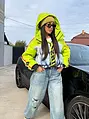 Bunda s kapucňou a denimovým detailom BLUSH