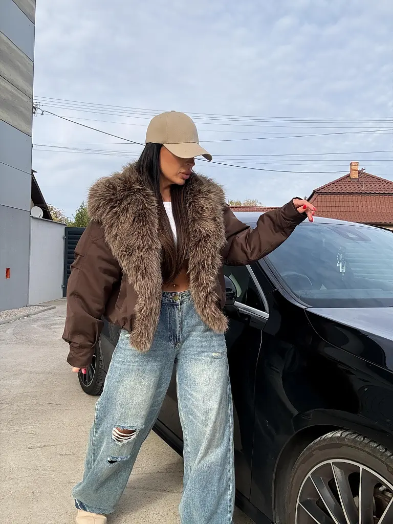 Dámska bunda s umelou kožušinou ANGEL