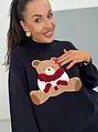 Tmavomodrý dvojdielny pletený set s medvedíkom TEDDY
