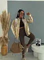 Denim košeľový kabát s kamienkami BAMBI