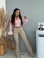 Dámske zvonové push-up fashion rifle s vysokým pásom BEIGE FIT