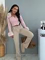 Dámske zvonové push-up fashion rifle s vysokým pásom BEIGE FIT