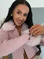 Rebrovaný kardigán s kožušinou SELENA
