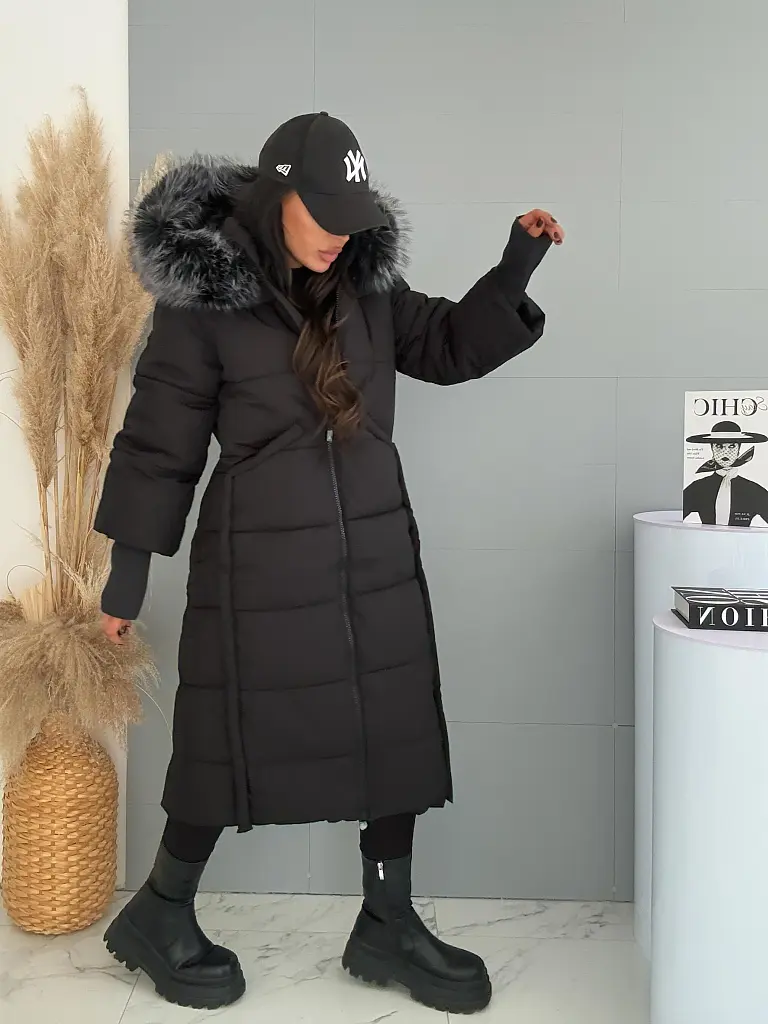 Dlhý zimný kabát s odnímateľnou kapucňou WINTER