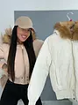 Bomber bunda s kapucňou a umelou kožušinou PUFFY
