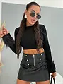 Koženkový skort so zlatou ozdobou MAJA