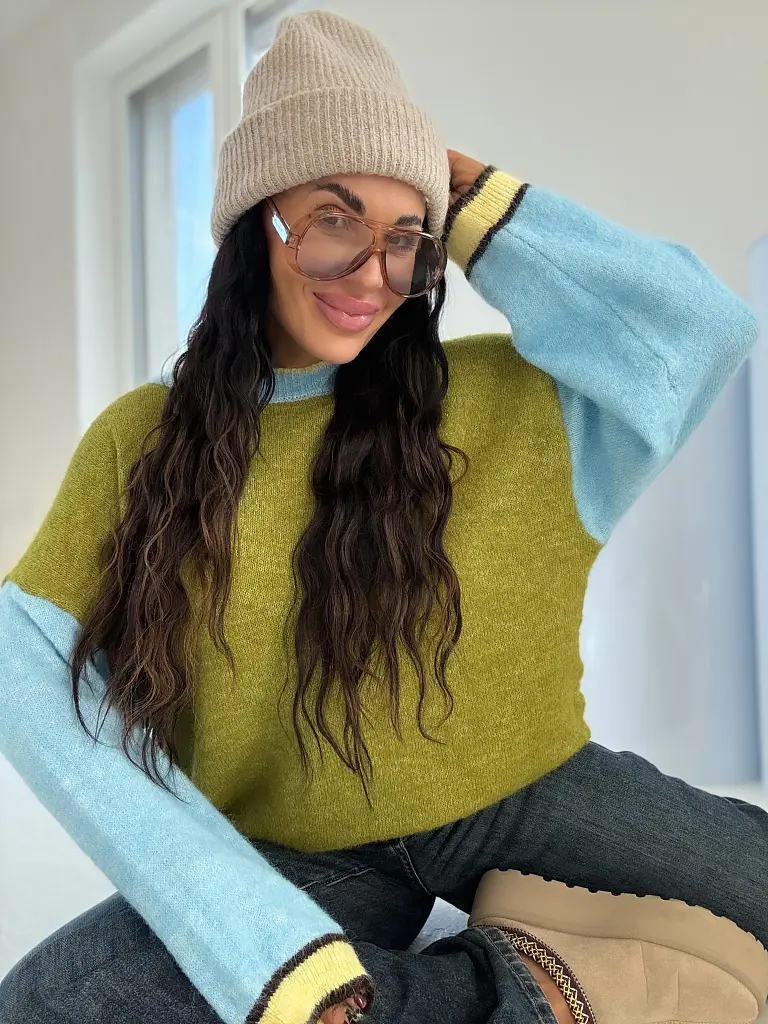Oversize pletený vlnený pulóver LINDA