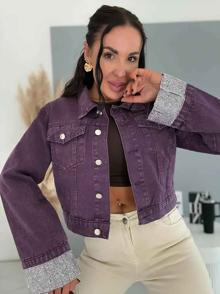 Denim košeľový kabát s kamienkami SPARK - next